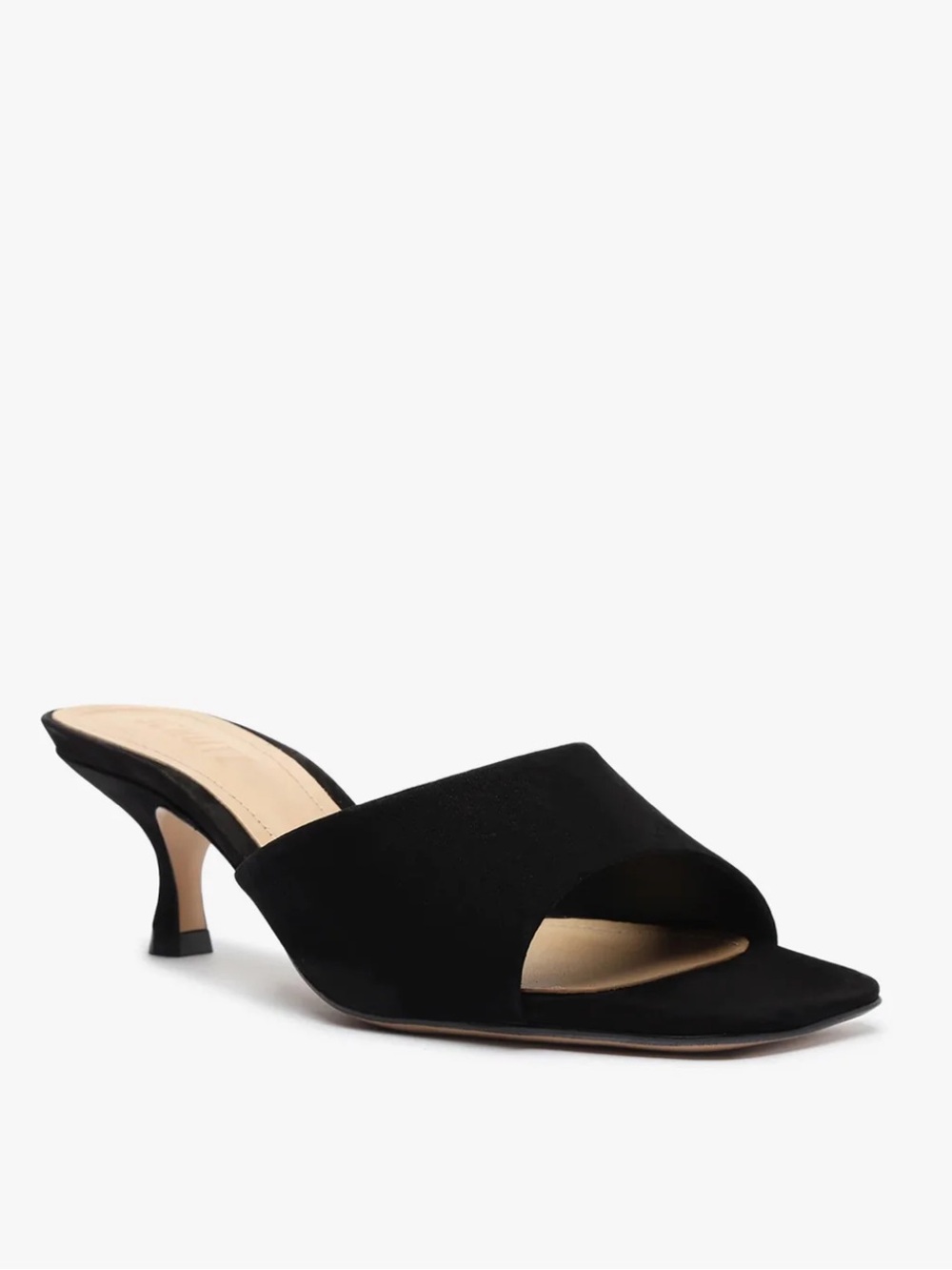 SCHUTZ Black Suede Open-Toe Mule Heel